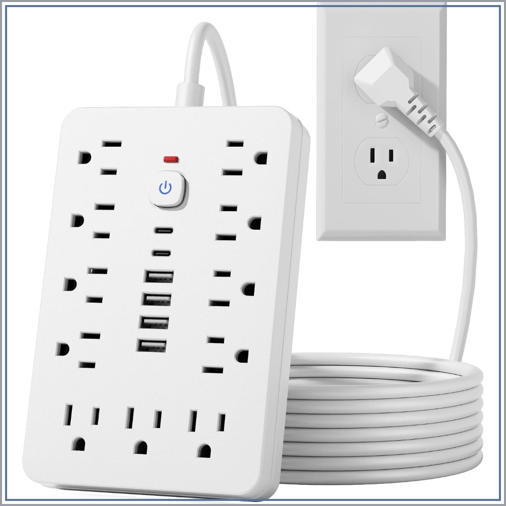 Ac Surge Protector - 15 FT Flat Plug Surge Protector