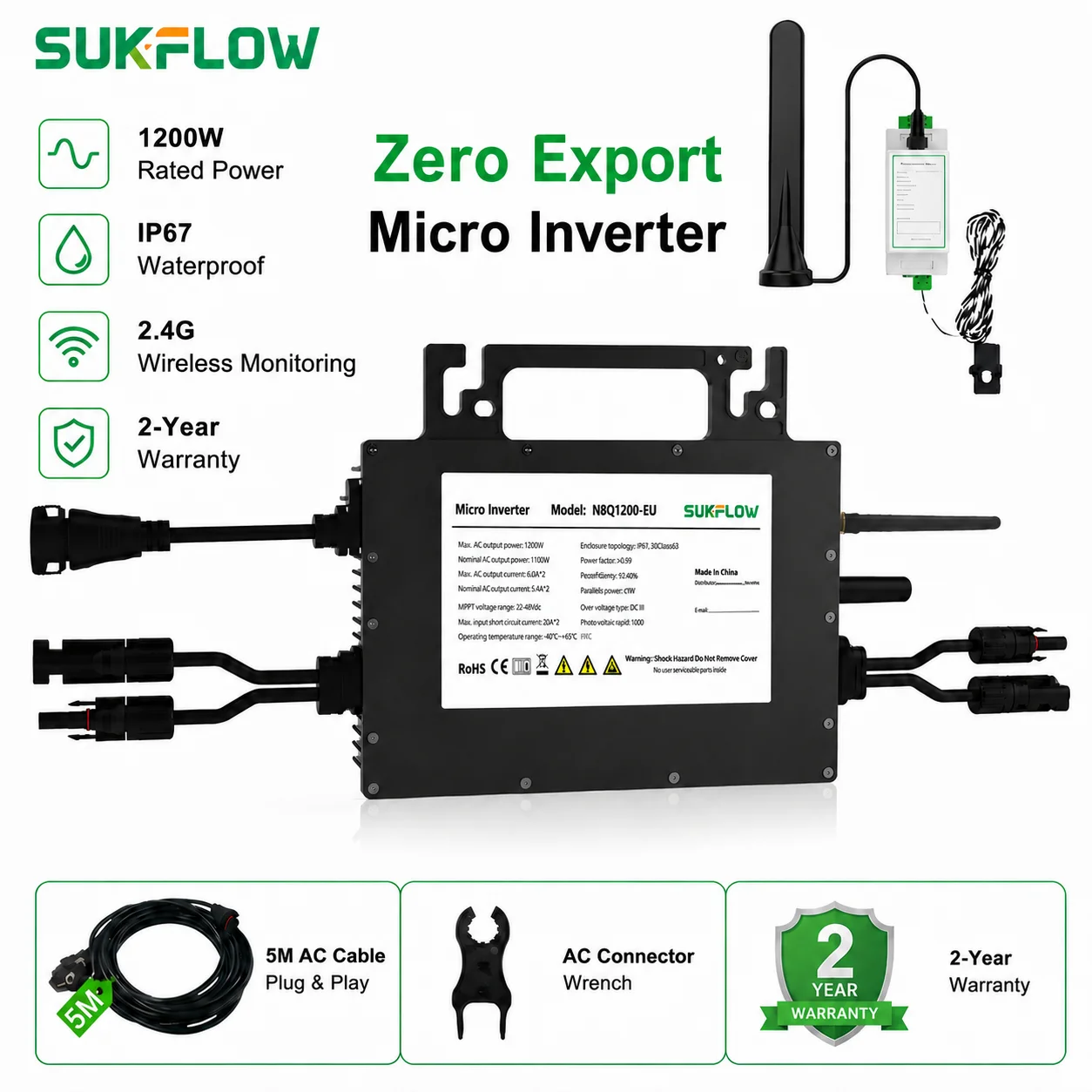 SUKFLOW Zero Expert 1200W Grid - огляд і ціна Grid Tie Micro Inverter